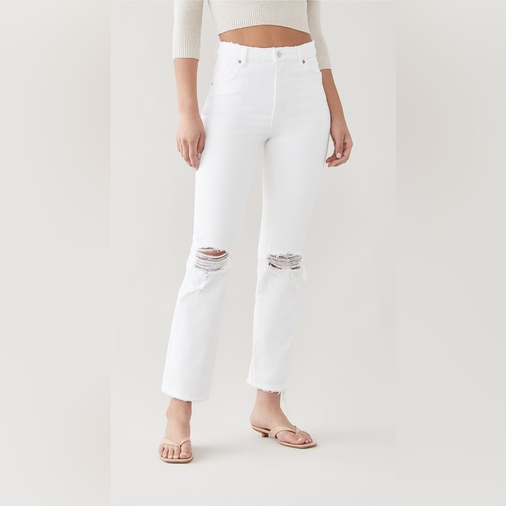 Rollas Original Straight Jeans in Layla white